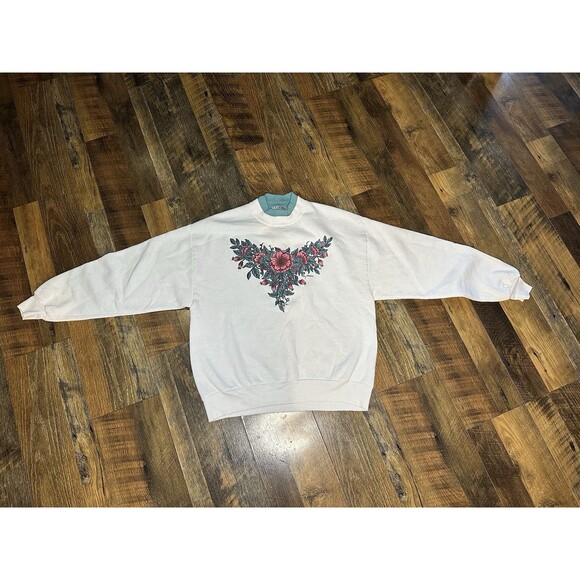 Vintage Morning Sun Floral Pattern Sweatshirt Sweater Women’s Large Made In USA - Picture 4 of 5
